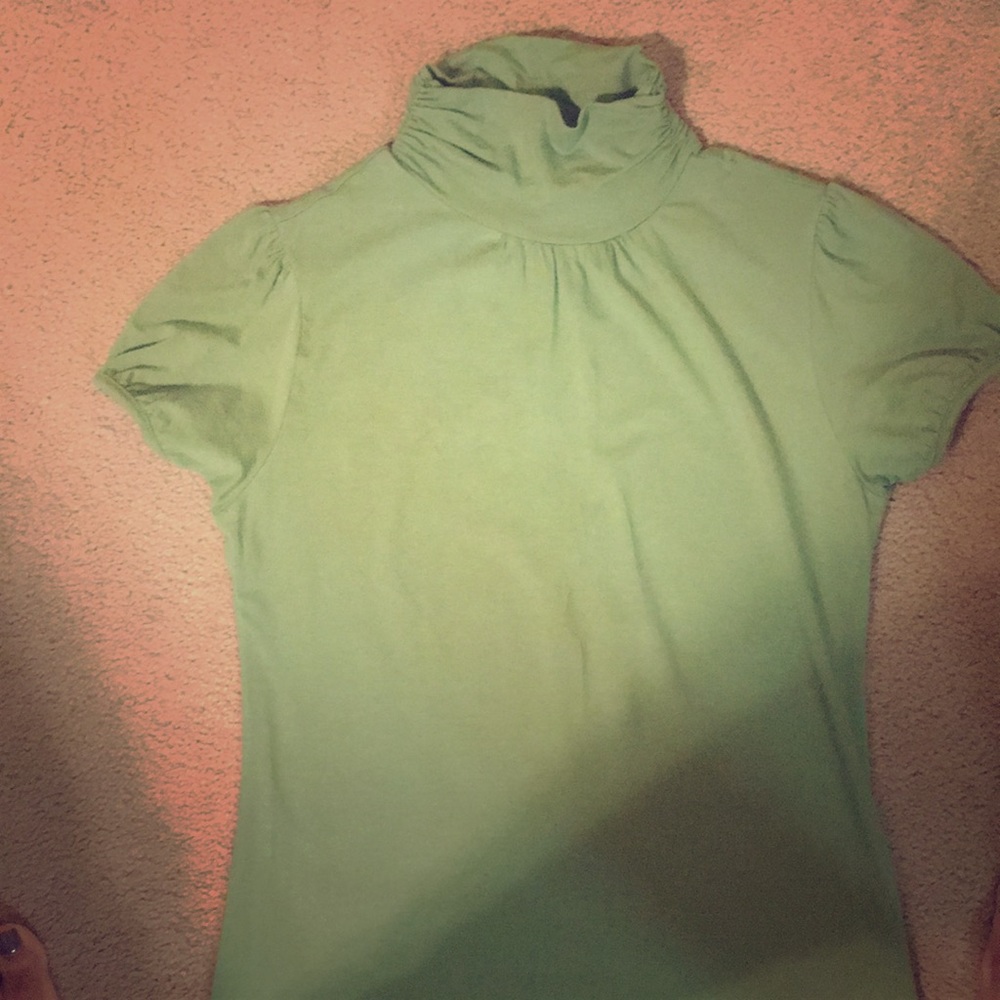New Directions Green Rushed neck blouse
